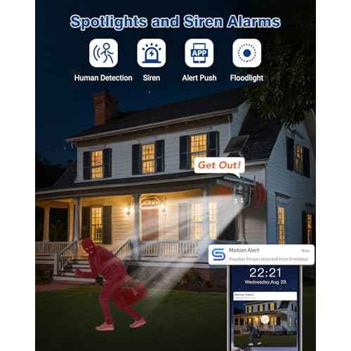 Septekon 2K Solar Security Cameras Wireless Outdoor, 360¡ÆPTZ Battery Powered Outdoor Camera, 2.4G WiFi Camera with Spotlight Color Night Vision, Motion Sensor Alarm, IP66, Black