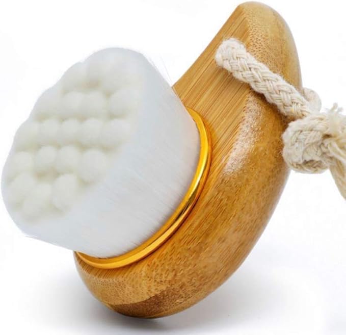 BeNat. Facial Bamboo Wood Handle Cleansing Brush. Extra-Soft Fiber Facial Brush. White.