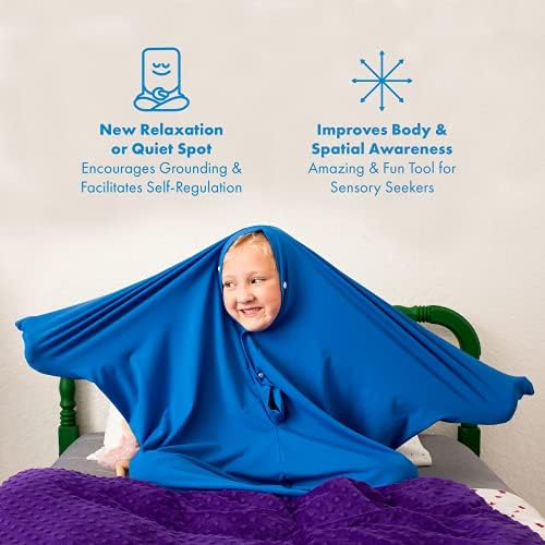 Harkla Body Sock - Sensory Socks for Kids - Stretchable Sack to Help Kids Relax and Focus - Easy to Wash Breathable Sensory Full Body Sock for Children - Small 40" x 27"