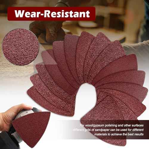 260pcs Oscillating Tool Sanding Pads Kit, 5pcs Triangle Sanding Pads and 5pcs Finger Sanding Pad, 250pcs Multitool Sandpaper Set, Multi Tool Sanding Attachment Fit for Finishing Wood