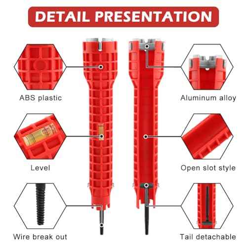 14-in-1 Multi-functional Wrench Faucet & Sink Installer Plumbing Wrench (Red)