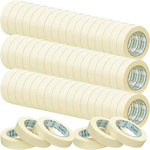 Fainne Masking Tape Bulk General Purpose Masking Painting Tape 55 Yards for Painting Home Office School Stationery Arts Crafts Basic Use, Easy Removal(60 Rolls,0.8 Inch)