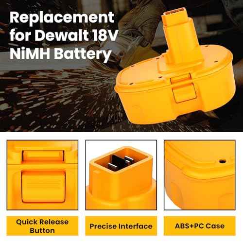 2-Pack 18V 3.6Ah DC9098 DC9099 Replacement Battery for Dewalt 18V Battery DC9096 DC9098 DC9099 DW9095 DW9096 DW9098 DE9038 Compatible with Dewalt 18 Volt Battery Tools Drills Drivers Wrench£¨Yellow£©