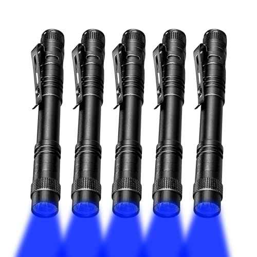 Blue Light Penlight Flashlight, Single Mode Blue Light LED Torch for Night Hiking, Hunting and Observing, 5-Pack