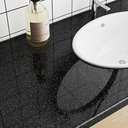 Livelynine Glossy Black Contact Paper Peel and Stick Kitchen Wallpaper Waterproof Cabinets Bathroom Peel and Stick Cabinet Covering Black Vinyl Wrap Sticky Desk Dresser Counter Top Covers 15.8x78.8