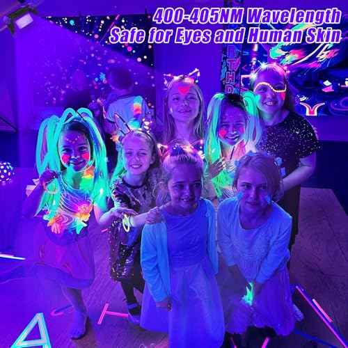 T-SUN Rechargeable Black Lights, Battery Powered Black Lights for Fishing Portable Blacklights for Glow Party Body Paint Fluorescent Poster Neon Party 4 Packs