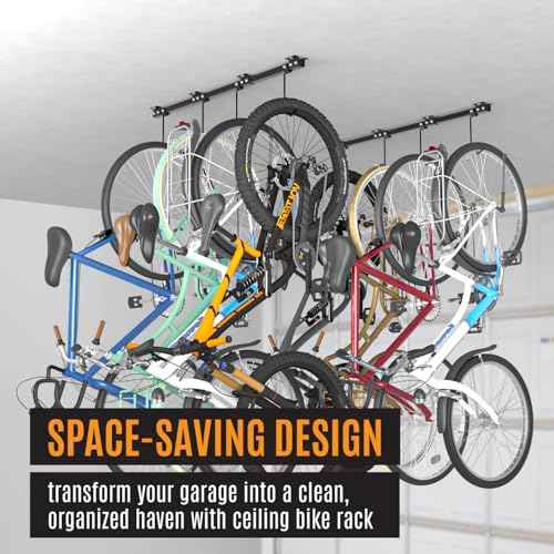 Adjustable Ceiling Mounted Bike Rack for Garage, Hold 4-8 Bikes, Hanger for Space-Saving Storage - adjustable ceiling hooks, nice Bicycle stand.