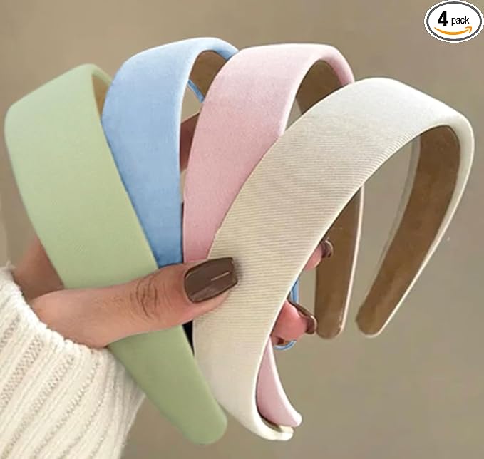 Huachi Headbands for Women Non Slip 1 inch Wide Cute Headbands for Girls, Trendy Head Bands Elastic Hair Bands Fashion Hair Accessories for Women 4PCS