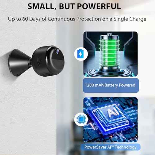 Hidden Camera, 1080P Wireless Mini Camera Indoor Nanny Cam for Home Security, 60-days Battery Life, Auto Night Vision, Motion Detection/Smart Alerts, Live Remote Viewing for Pet/Baby and Home Safety