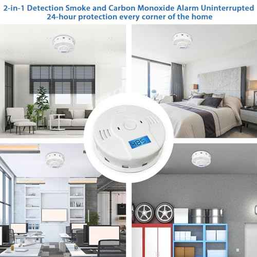 Shackcom Combination Smoke and Carbon Monoxide Detector, 5-Year Battery Smoke Alarm with LCD Display for Home, 1 Pack, White