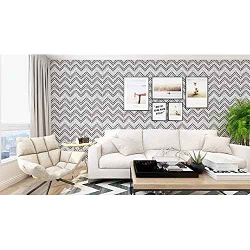 HAOKHOME Black and White Wallpaper Boho Geometric Self Adhesive Textured Wall Paper Modern for Bathroom Decor e 17.7in x 9.8ft