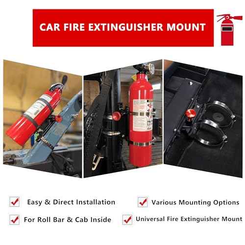 Quick Release Fire Extinguisher Mount - Aluminum Adjustable UTV Roll Bar Fire Extinguisher Holder Mounting Bracket for Jeep Wrangler TJ JK JL JKU Polaris RZR Ranger Can-Am X3 Universal