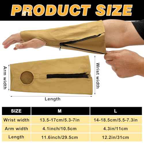 Suhine 2 Pairs Leather Arm Guards Leather Welding Work Sleeves Cut Resistant Arm Protectors for Thin Skin Bruising Men Women (Medium)