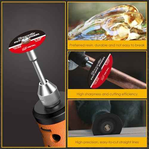 12Pcs Cut Off Wheels, 1-1/2'' Fiberglass Reinforced Cutting Wheel Discs with 2Pcs Mandrels Rotary Tool Accessories for Cutting Metal, Wood, Stone