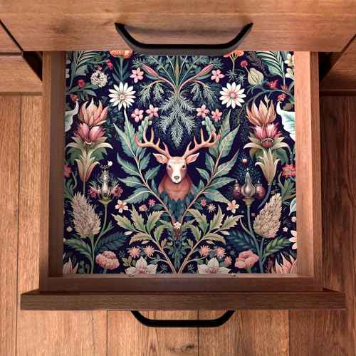 Yun-aeon Deer and Nature Peel and Stick Wallpaper - 17.3" x 120"£¨14.4sq ft£© Removable Forest Contact Paper Plants Wall Paper Vinyl Self Adhesive Floral Art Deco for Bedroom Living Room