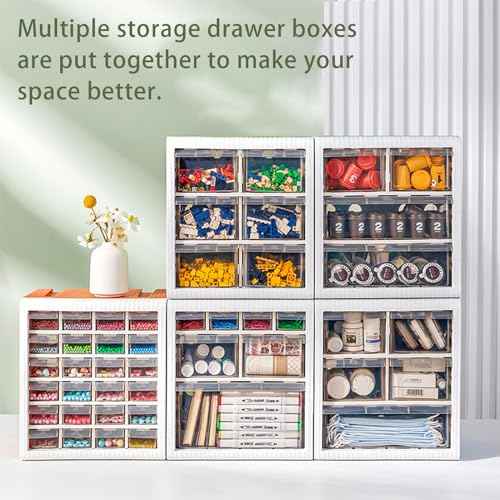 Small Storage Bins With 6 Drawers, Cyan