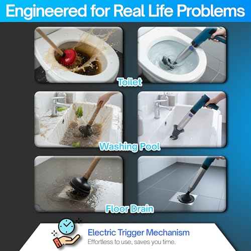 Electric Toilet Plunger, Drain Clog Remover, Air Plunger, Plungers for Bathroom Home Improvement ? Powerful High-Pressure Toilet