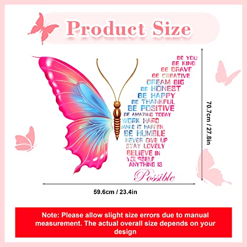 Large Butterfly Wall Decals Stickers - Inspirational Quotes, Motivational Positive Sayings - Vinyl Peel and Stick Phrases for Women Girls Bedroom, Living Room, Office Decor