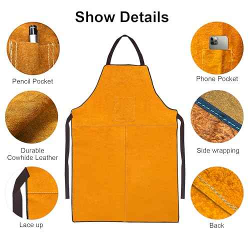 Men's Gloves and Feet Welding Apron - Heat Resistant and Flame Retardant Leather Processing Shop Blacksmith Apron