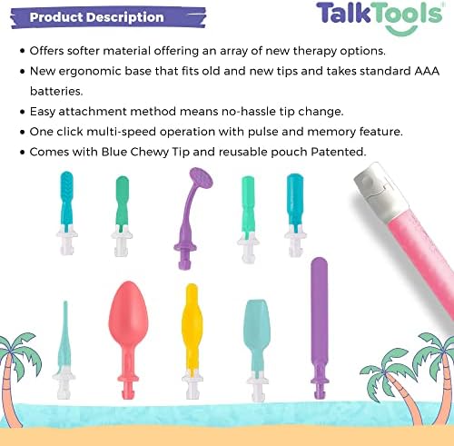 TalkTools Sensi Oral Sensory Therapy Tool with Soft Sensi Jaw Tips (Pink, 10 Tips Set - Pink)