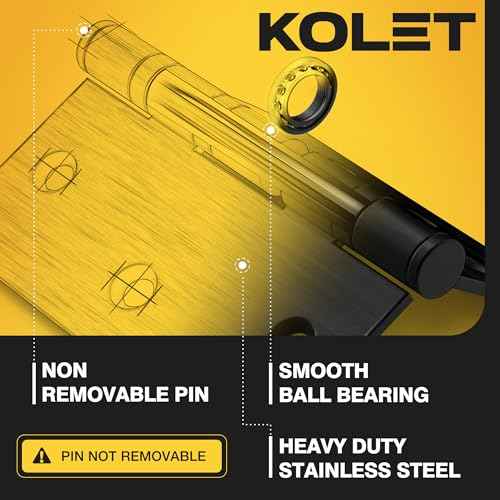 KOLET Ball Bearing Door Hinges, 3.5 Inches Black Door Hinges, 5/8'' Radius Corner Heavy Duty Stainless Steel Hinges, Smooth and Quiet, Non Removable Pin, Matte Black, 6 Pack