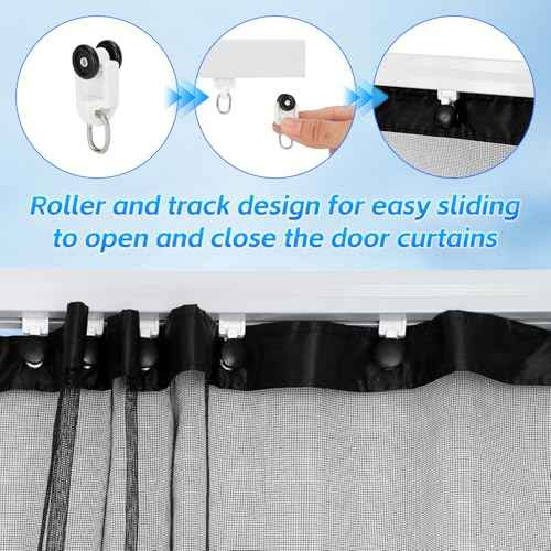 Sliding Garage Door Screen with Track for 2 Car,16 * 7 FT Garage Screen Door Retractable Privacy Garage Door Curtain Keep Annoying Animals Out,Heavy Duty Fiberglass Mesh Sliding Garage Screen