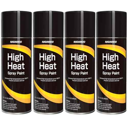 NADAMOO High Heat Spray Paint for Metal, Matte Finish BBQ & Stove Aerosol Paint - High Temperature Resistant Up to 1200¡ÆF, 4 Cans, Black