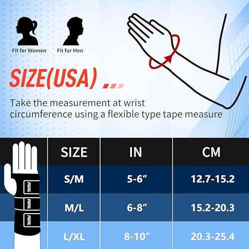 FEATOL Wrist Brace Carpal Tunnel, Night Support Brace with Wrist Splint, Adjustable Straps, Hot/Ice Pack for Women and Men, Right Hand, Medium/Large, Tendinitis, Arthritis, Pain Relief