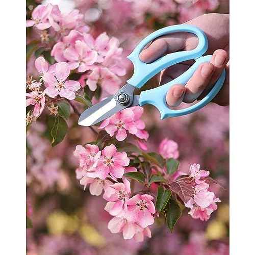 Flower Scissors - Stainless Steel Floral Scissors, Florist Cutters for Stems, Garden Plant Shears for Fresh Flowers (Blue, Pink) (12 PCS)