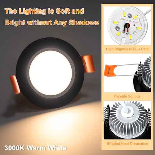 YGS-Tech 2 Inch LED Recessed Lighting, Dimmable Downlight 3W(35W Halogen Equivalent), CRI80, 3000K Warm White Ceiling Light with LED Driver(10 Pack)