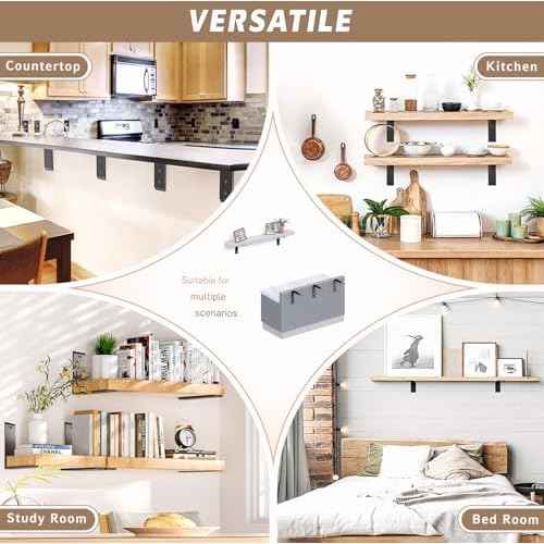 Countertop Support Bracket 16 Inch 3 Pack Countertop Bracket for Granite 3/8" Thick 16"x6"x2.5" Heavy Duty L Brackets Shelf Brackets Metal Corbels for Quartz/Granite/Wood/Concret/ Laminate Countertops