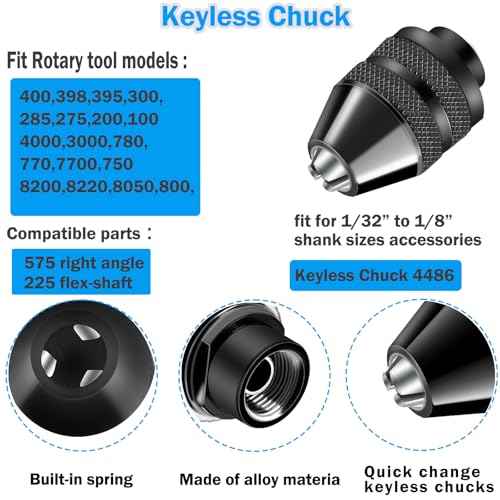 Keyless Chuck Keyless Drill Chuck for Dremel 4486 Model 395 3000 4000 4300 7300 7700 8200 8220 Multipro