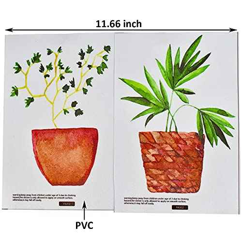Maydahui 6 Sheets Freshness Green Plant Potted Wall Decals Plant Wall Stickers for Living Room Classroom Decor