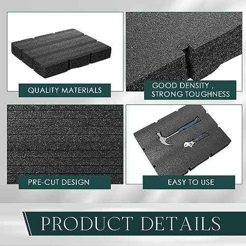 Frienda 2 Pcs Compatible with 48-22-8452 Foam Inserts for Drawer Foam Custom Tool Box Inserts Compatible with Milwaukee 48-22-8442 Drawer Accessories(16.14 x 12.6 x 2.36 Inch)