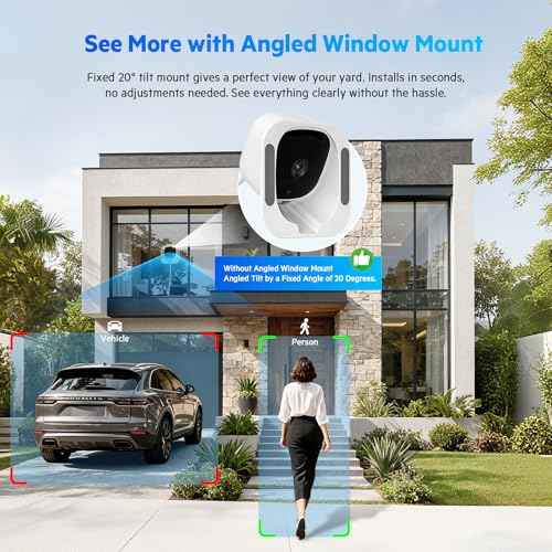 3MP 2K Window Camera, 120¡Æ View Angle Window Camera, 2.4GHZ & 5GHZ WiFi Indoor Window Security Camera with Angled Window Mount, Person & Motion Detection, 24/7 Recording, Quick Install