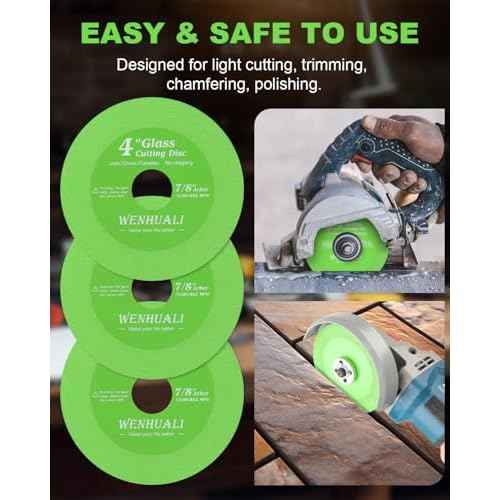 10 Pcs Glass Cutting Disc for Angle Grinder, 4" X 7/8" Tile Cutting Disc, Green Glass Cutters, Ultra-Thin Diamond Saw Blade Wheel for Tile Jade, Crystal, Wine Bottles