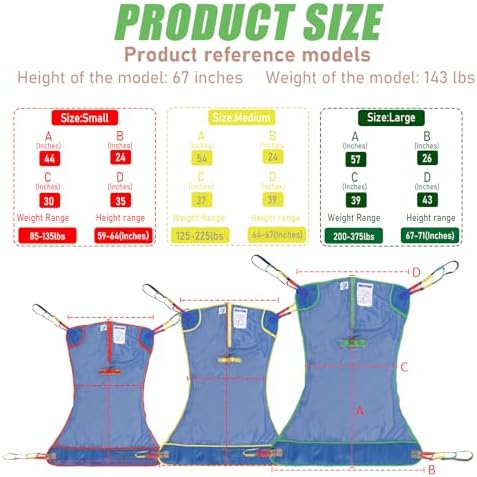 500lbs Mesh Full Body Sling for Lift - Patient Transfer Sling with Wide Pads for Elderly & Disabled,Compatible and Multi-Scene Transfer