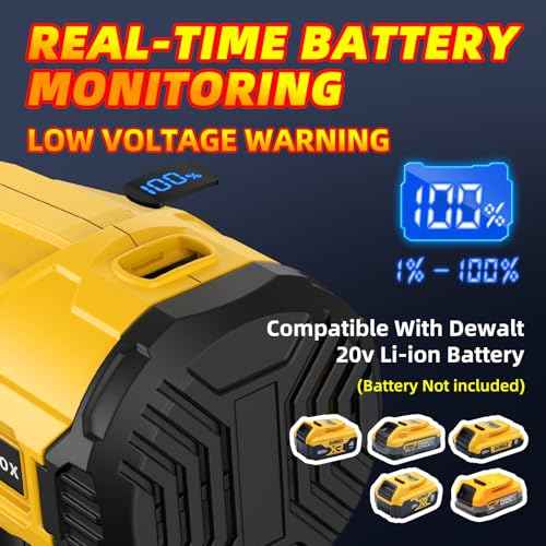 Cordless Paint Sprayer for Dewalt 20V MAX Battery, Electric Spray Paint Gun for House, 4 Copper Nozzles, Paint Spray Gun with Power Display, Paint Sprayers for Home Interior and Exterior (No Battery)