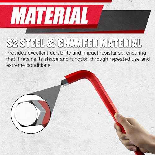 13PCS Jumbo Allen Wrench Set, SAE 5/64¡°-3/4¡±, Precision Hex Key Set, S2, RED, Jumbo Hex Key Allen Wrench Set for Professional Use