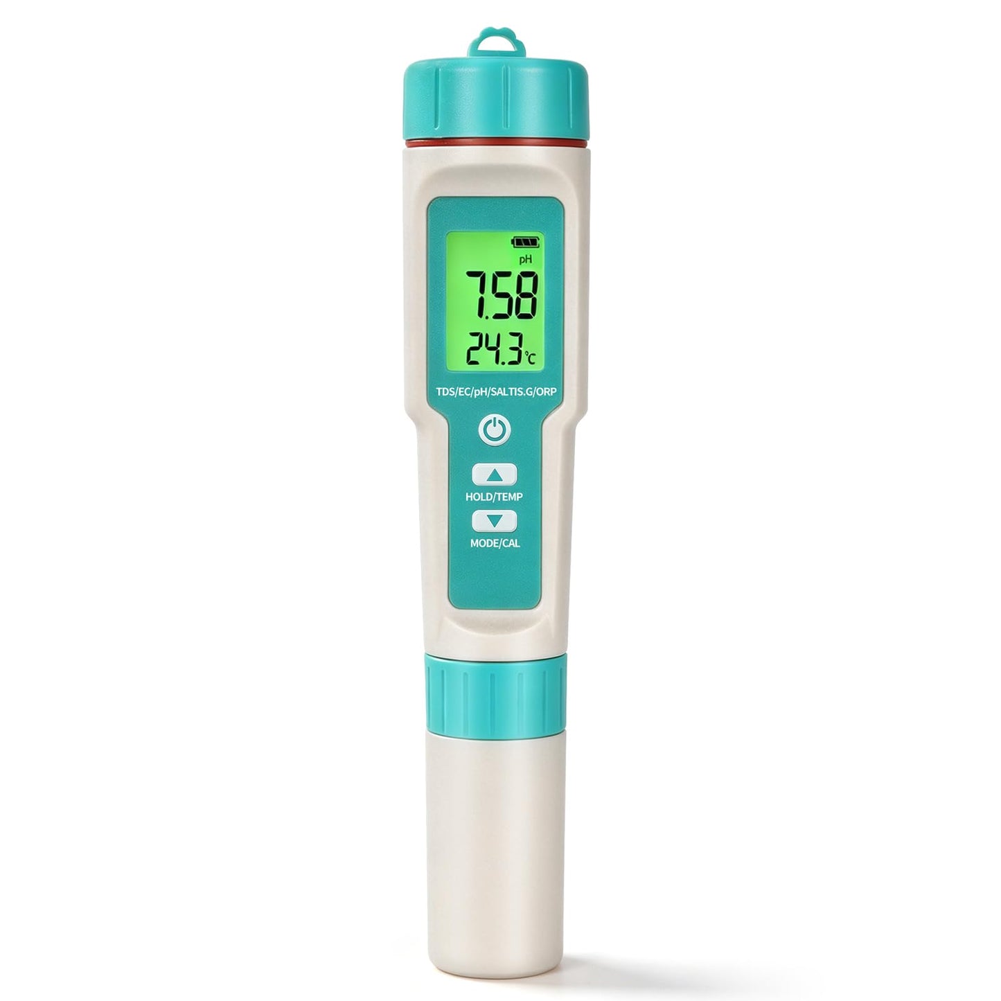 7 in1 Pool Thermometer, PH & Salt Meter, Digital Pool TDS EC ORP SG Salinity Test Kit, Professional High Accuracy Water Quality Tester & Monitor for Swimming Pool, Spa, Hot Tub, Hydroponics & Aquarium