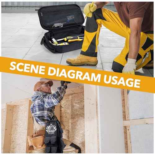 2 Pcs Heavy Duty Small Tool Bag Pouch Portable Utility Organizer Case with Zipper Handle and Ring Clip Storage Tool Bag for Men Motorcycle Road Bike Electricians