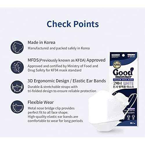 Good Manner Premium Protective Mask 5EA, Large, White/Black/Grey/Pink/Beige, Made in Korea (Grey)