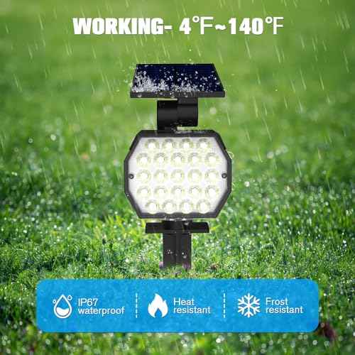 NIORSUN Solar Spot Lights Outdoor,23 LEDs Landscape Lighting with Auto On/Off and 3 Lighting Modes, IP67 Waterproof Spotlights,Outdoor Solar Lights for Yard Garden,8 Pack(Cool White)