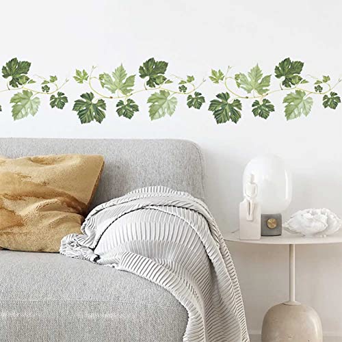 Green Vine Wall Stickers, Evergreen Ivy Leaves Hanging Tree Vine Wall Decals Peel and Stick for Living Room Bedroom Sofa TV Backdrop Wall Decoration