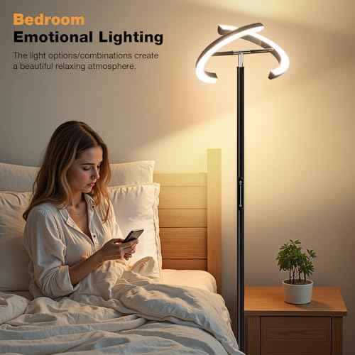 Floor Lamps for Living Room, 40W/2400LM Rotatable LED Floor Lamp with Touch & Remote Control, 70" Tall Standing Lamp Stepless Dimmable, Modern Torchiere Corner Lamp for Bedroom, Office