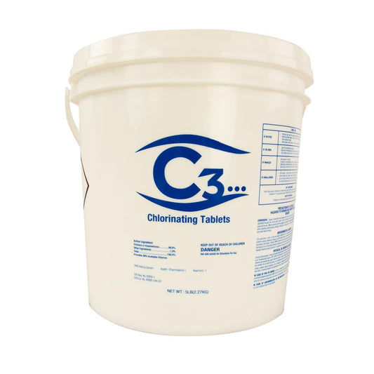 C3... 1" Stabilized Chlorine Tablets for Swimming Pool | Slow Dissolving Chlorinating Tabs for Above Ground or Inground Pools, & Spas/Hot Tubs | 5 lbs
