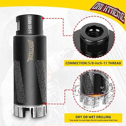 Diamond Core Drill Bits 1-3/8 Inch Granite Hole Saw for Dry Drilling Concrete Marble Stone with 5/8-11 Thread 35mm