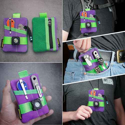 VIPERADE VE15 Small EDC Pouch, Pocket Organizer, EDC Pocket Pouch with DIY Patches Area, EDC Pocket Organizer Wallet for Cards, Small Tool Pouch for EDC Gears