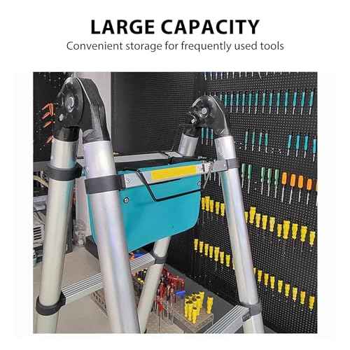 Folding Tool Pouch, Portable Oxford Cloth Ladder Bag 5 Side Pockets Multifunctional Ladder Tool Storage Bag 20KG Capacity Compact Repair Work Tool Organizers for Home Renovation