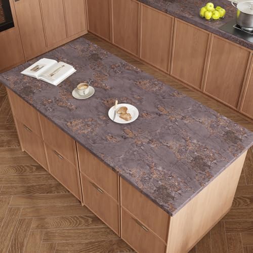 CRE8TIVE Brown Gold Marble Contact Paper for Countertops Waterproof Marble Wallpaper Peel and Stick Removable Self Adhesive Renter Friendly Vinyl Wall Paper for Bathroom Kitchen Cabinets Shelf 12"x80"
